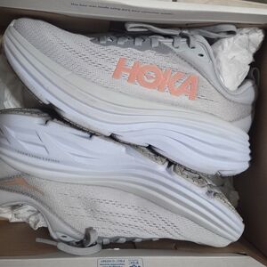 HOKA Women's Gray and Pink Running Shoes